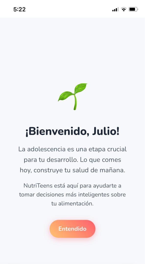 Pantalla de Registro de Comidas