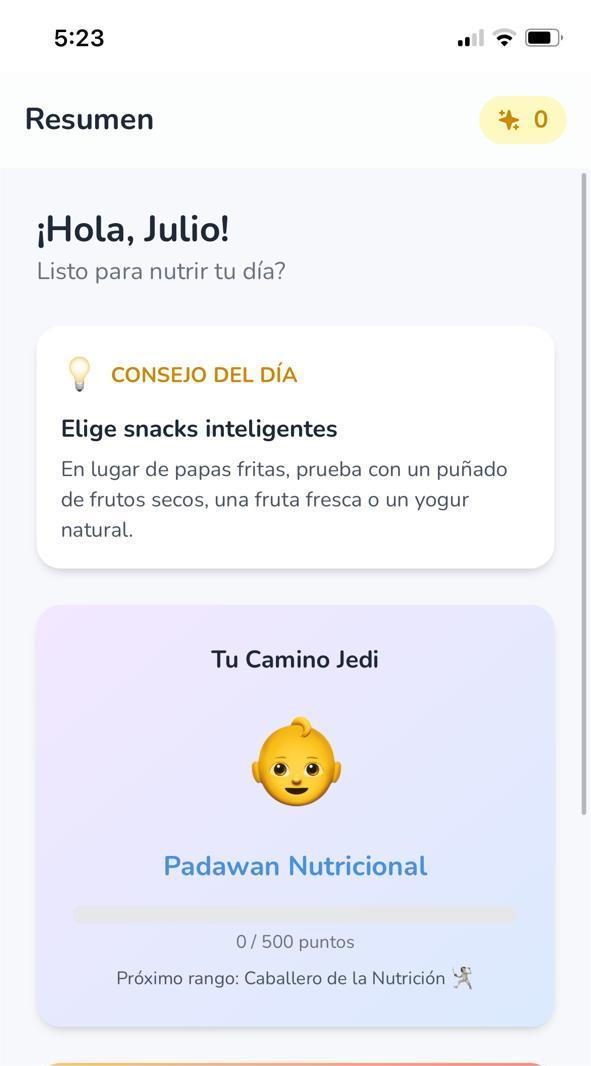 Pantalla de Educación Nutricional